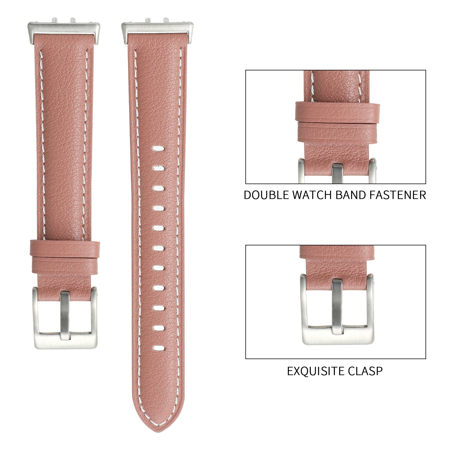 For Samsung Galaxy Fit3 Watch Band Cowhide Leather Strap Replacement - Deep Pink For Samsung Galaxy Fit3 Watch Band Cowhide Leather Strap Replacement - Deep Pink
